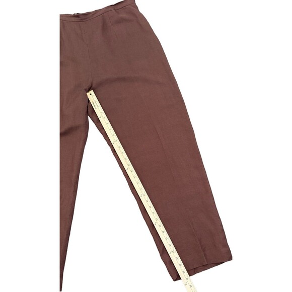 Coldwater Creek Women’s Plus W18 Linen Blend Pants Brown Straight Leg High Rise - Picture 5 of 8